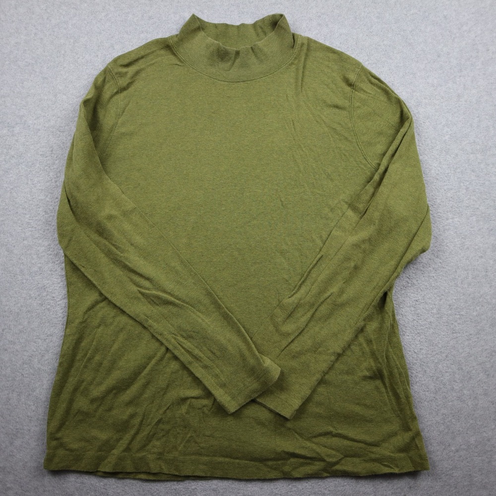 Duluth Trading Co Shirt Mens XL Mock Neck Green Long Sleeve Cotton Solid Casual